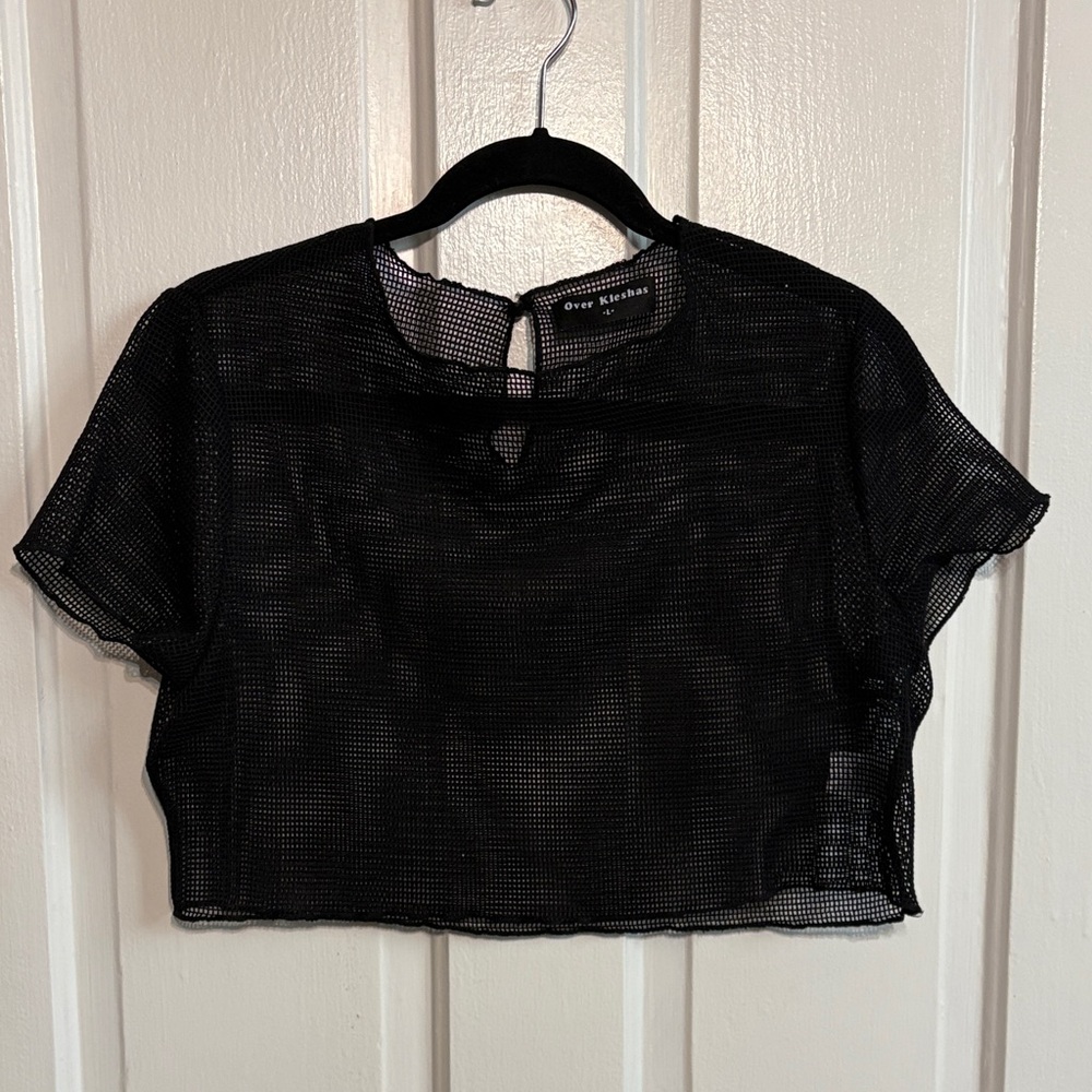 Black Mesh Crop Top